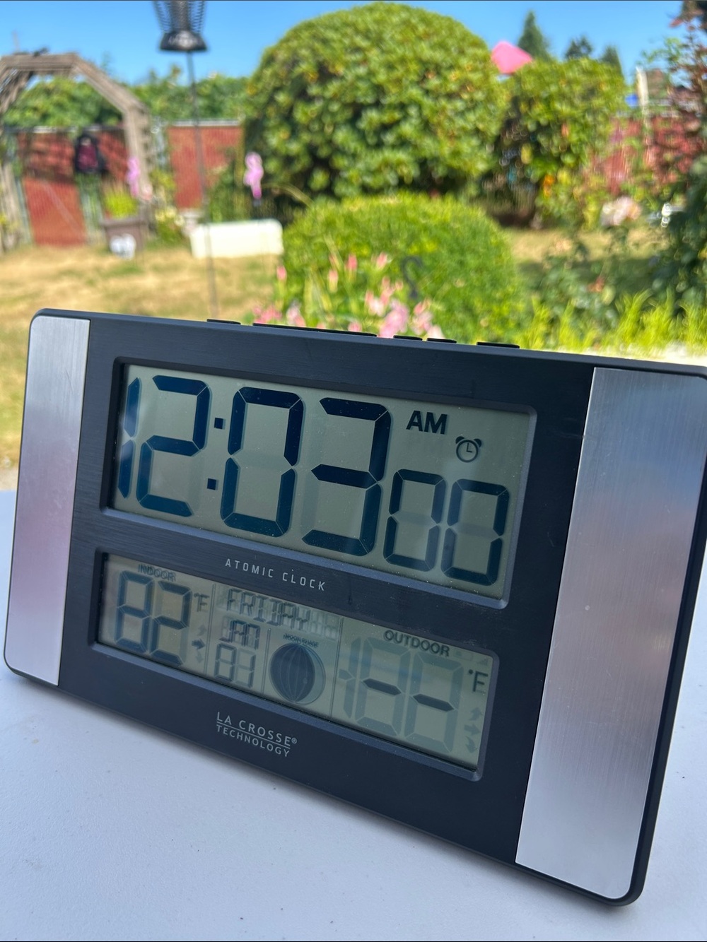 La Crosse Technology Digital Atomic Clock - Black & Silver Size 11”x6 1/2”
